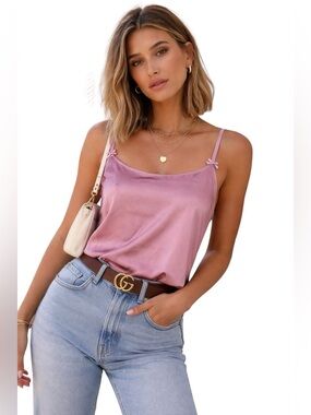 Auden Satin Camisole Pink Sleepwear Lingerie Top Size M NWT